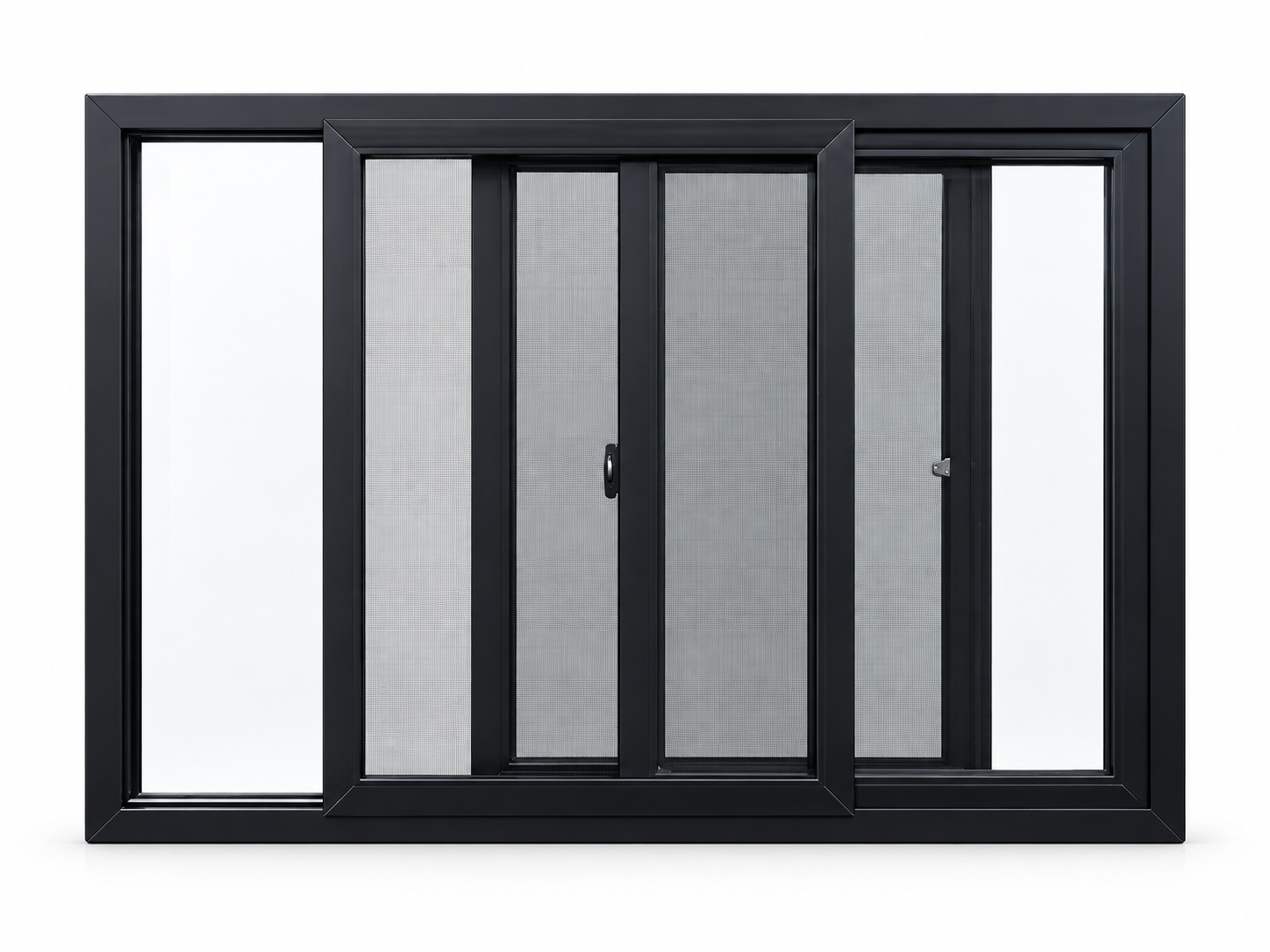 Black UPVC Sliding Window with Mosquito Screen