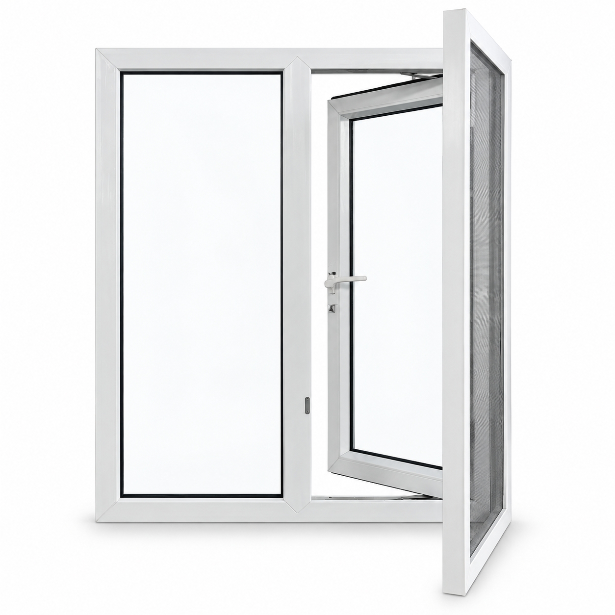 60 Series UPVC Casement Window with Swing Mosquito Screen