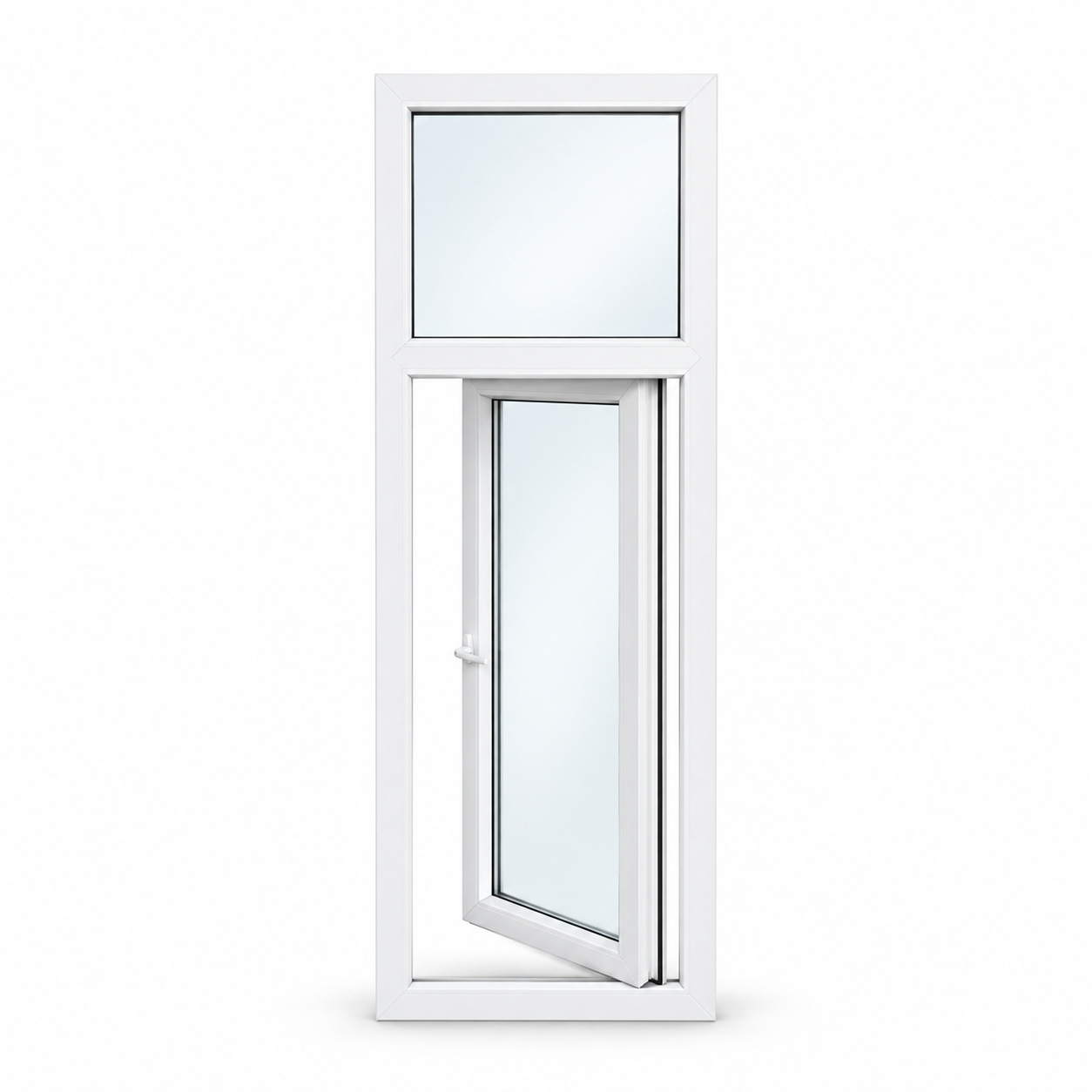 White UPVC Casement Window with Fixed Toplight