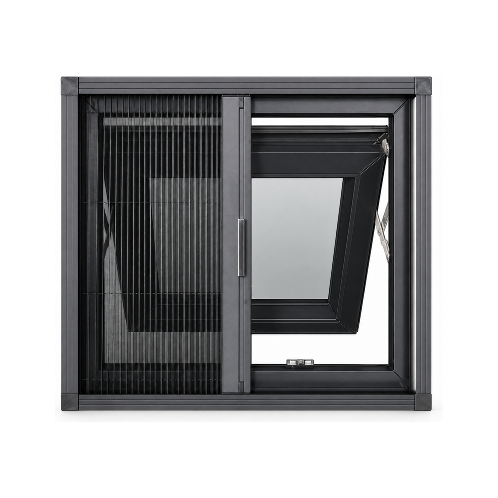 Black UPVC Awning Window with Folding Type Screen