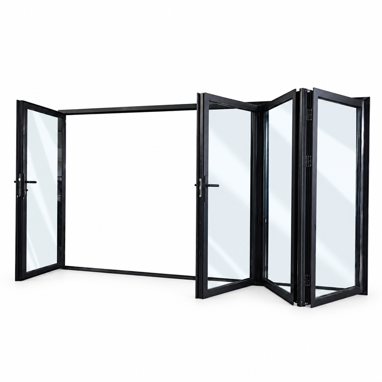 Black Aluminum Folding Glass Door System