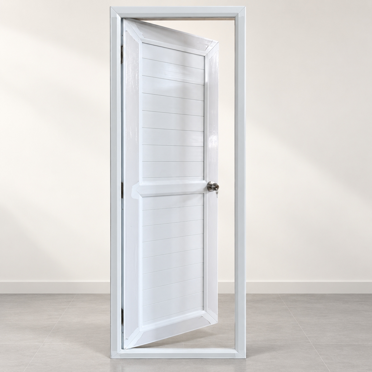 White Panel PVC Bathroom Swing Door