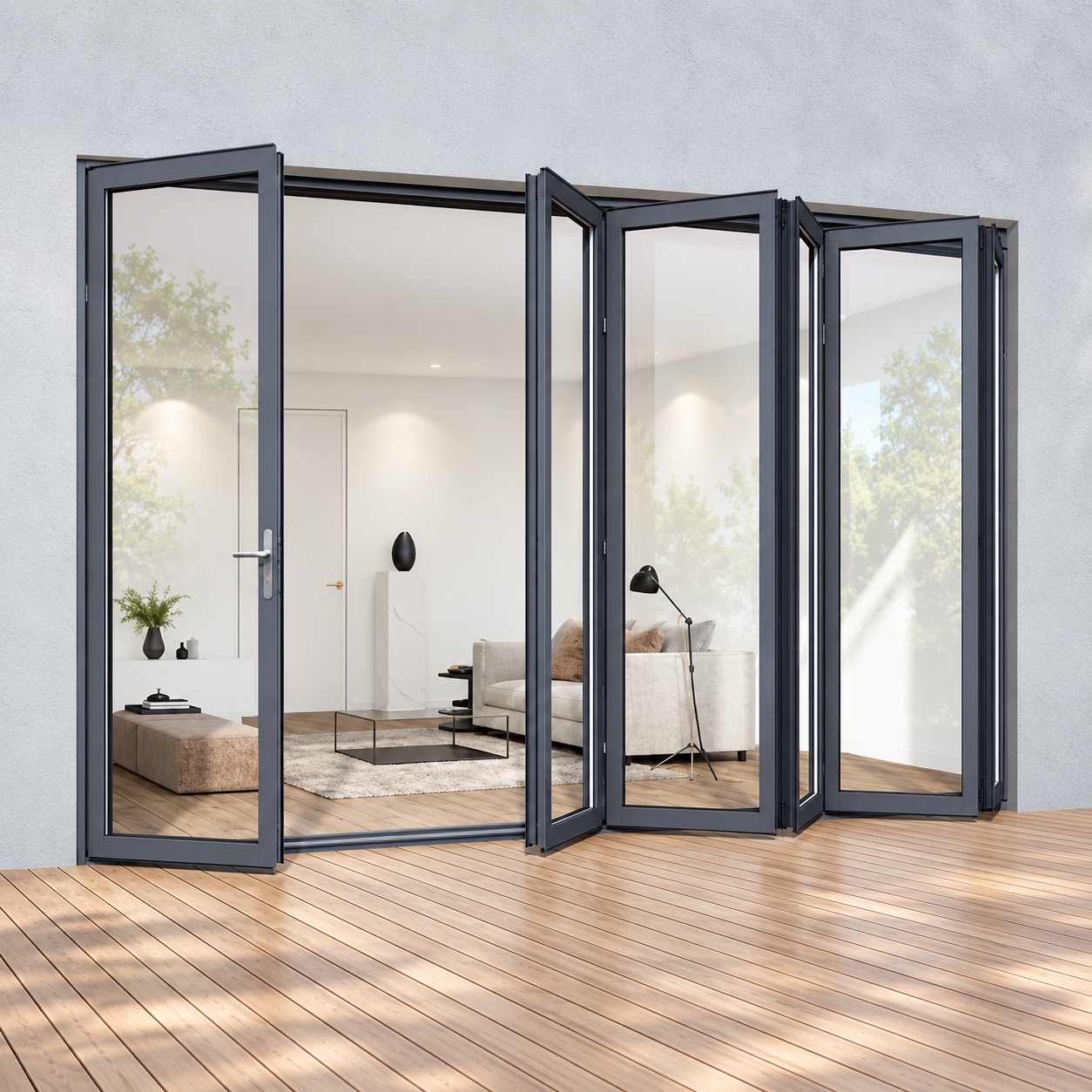 Contemporary Aluminum Bifold Patio Glass Door