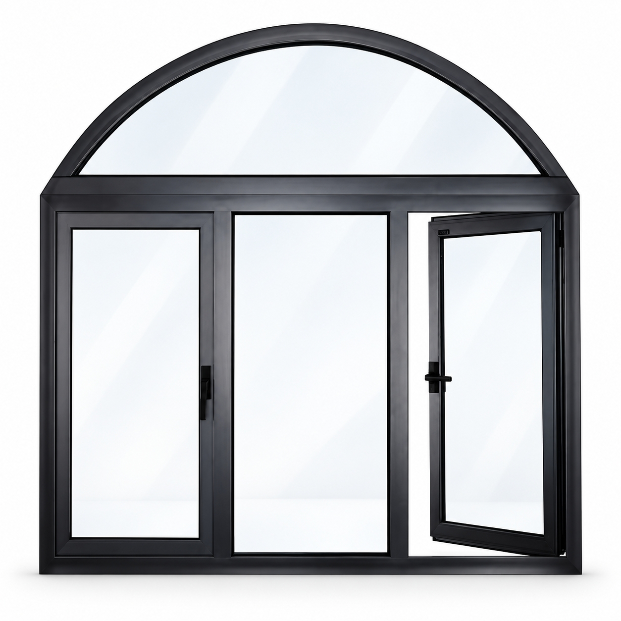 Black UPVC Arched Casement Window