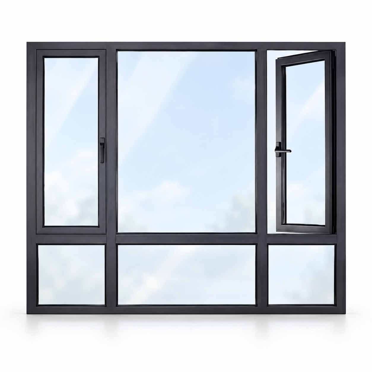 Black Aluminum Casement Combination Window