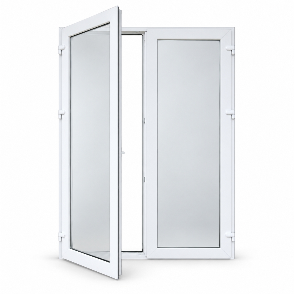 White UPVC Double Casement Door