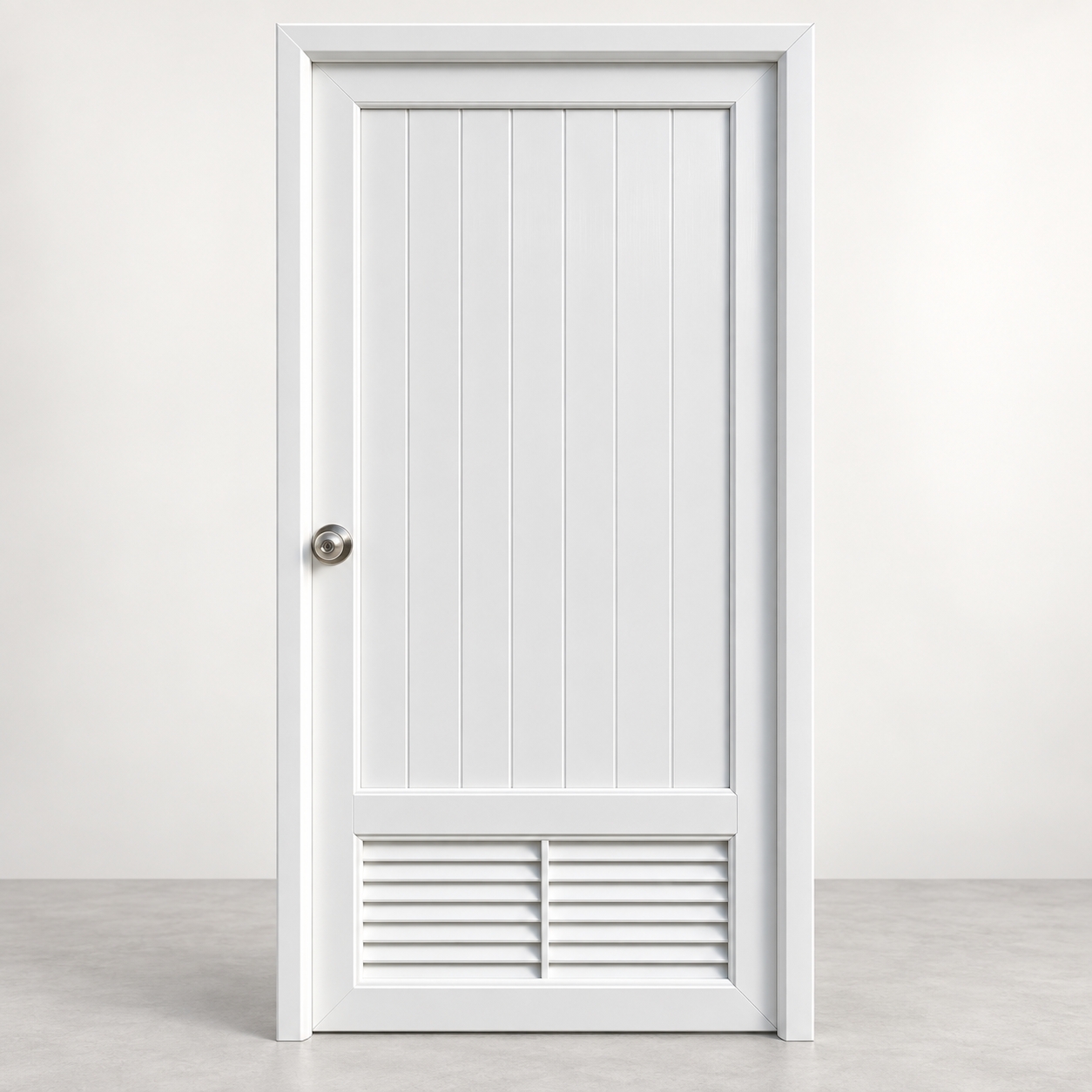 White PVC Bathroom Door with Bottom Louver