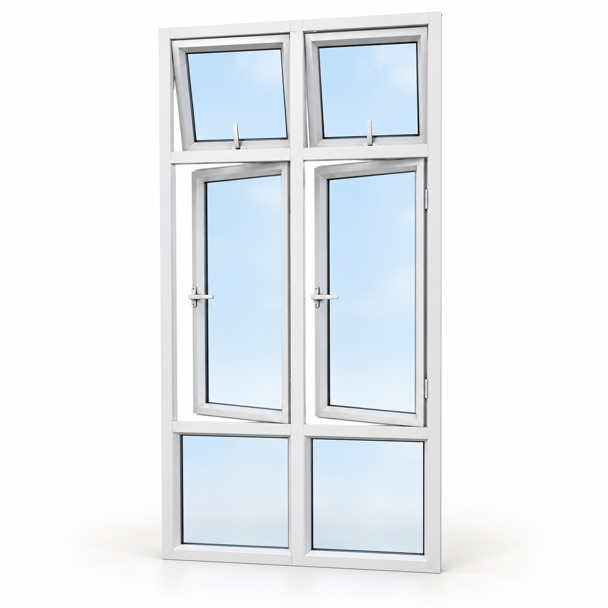 White Aluminum Awning and Casement Combination Window