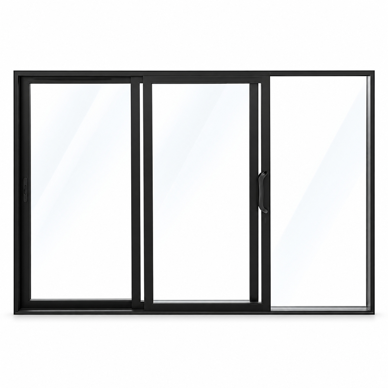 Three-Panel Black Aluminum Sliding Patio Door