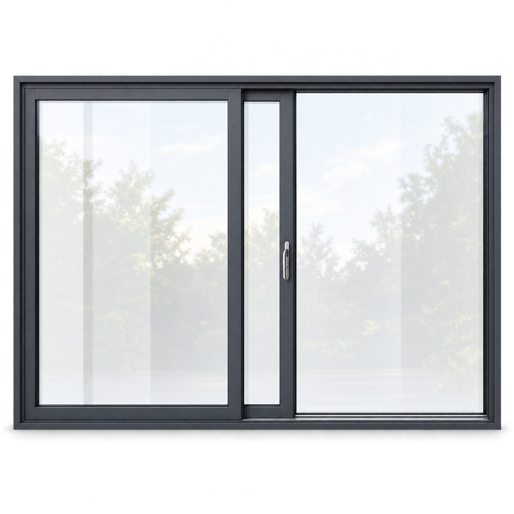 Dark Grey Three-Panel Aluminum Sliding Door