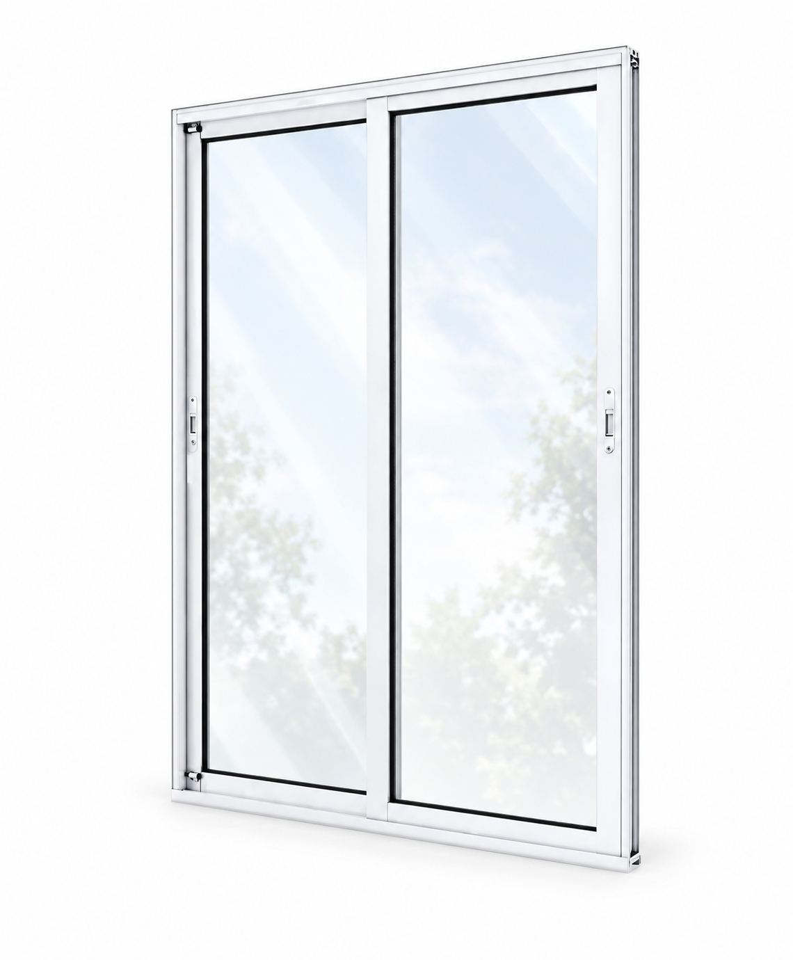 White Two-Panel Aluminum Sliding Glass Door