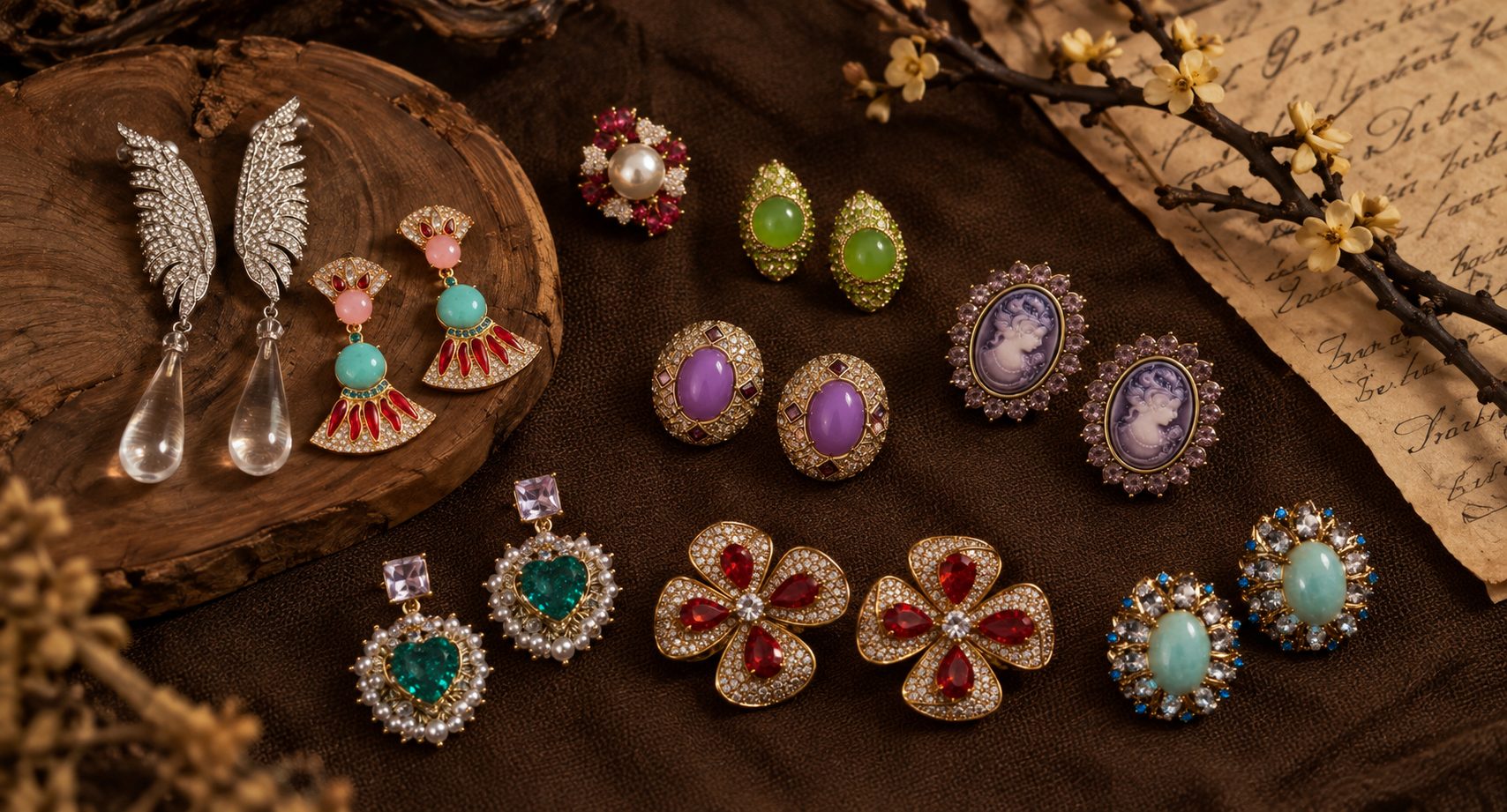 3.Rhinestones Colorful Gemstones Jewelry